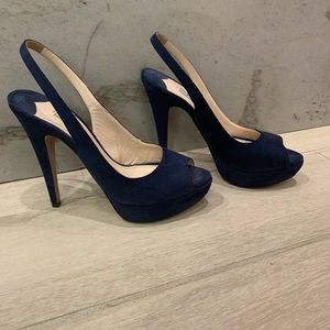 Prada baby blue suede slingback